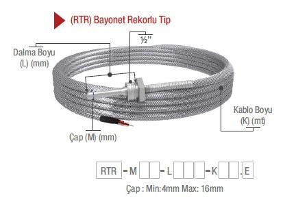 EMKO RTR REKORLU BAYONET TİP PT100 TERMOREZİSTANS